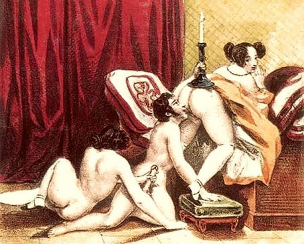 Нарисованная порнография на приколах в ретро стиле, бабы подставляют сочные манденки
