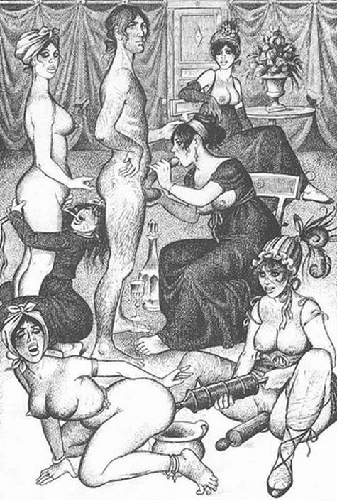 Групповушка на рисованных порно приколах в старинное время